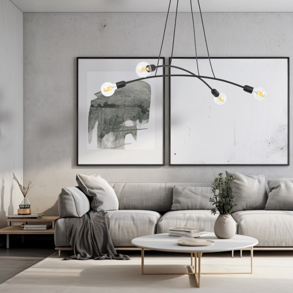 HELIX Black Minimalist 4-Light Pendant for Kitchen Island & Dining Table (Clearance)