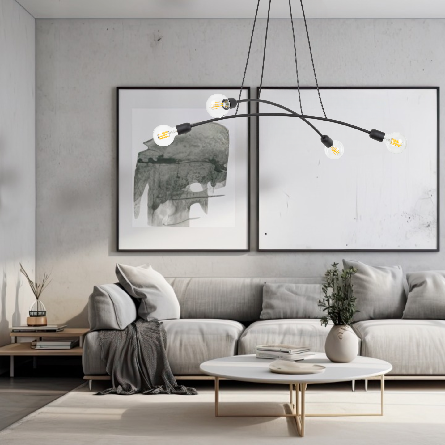 HELIX Black Minimalist 4-Light Pendant for Kitchen Island & Dining Table (Clearance)