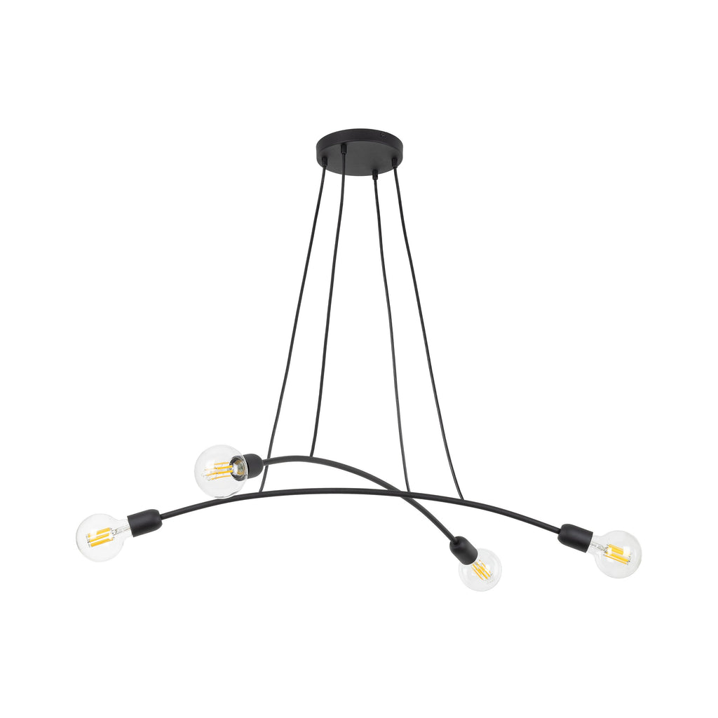 HELIX Black Minimalist 4-Light Pendant for Kitchen Island & Dining Table (Clearance)
