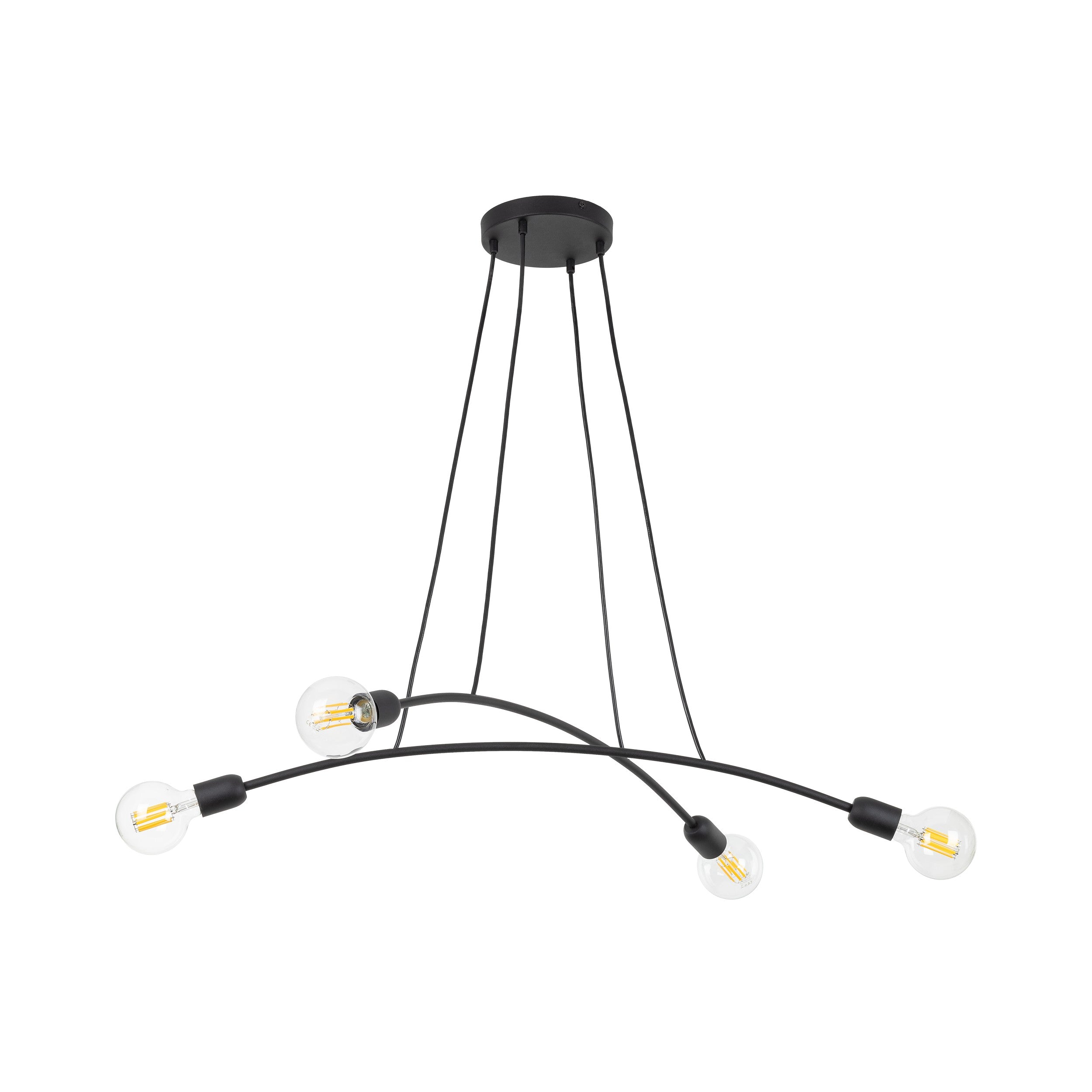 HELIX Black Minimalist 4-Light Pendant for Kitchen Island & Dining Table (Clearance)