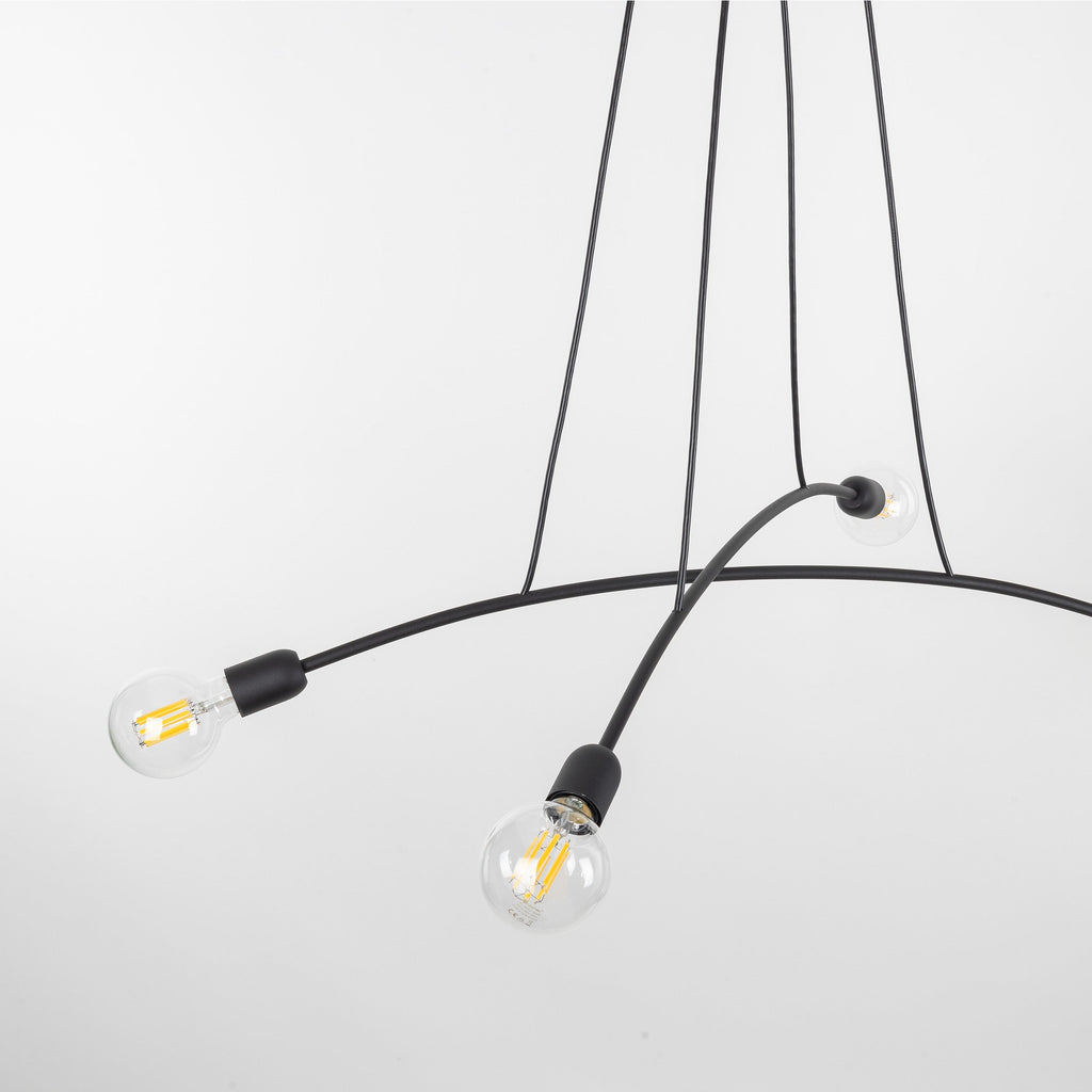 HELIX Black Minimalist 4-Light Pendant for Kitchen Island & Dining Table (Clearance)