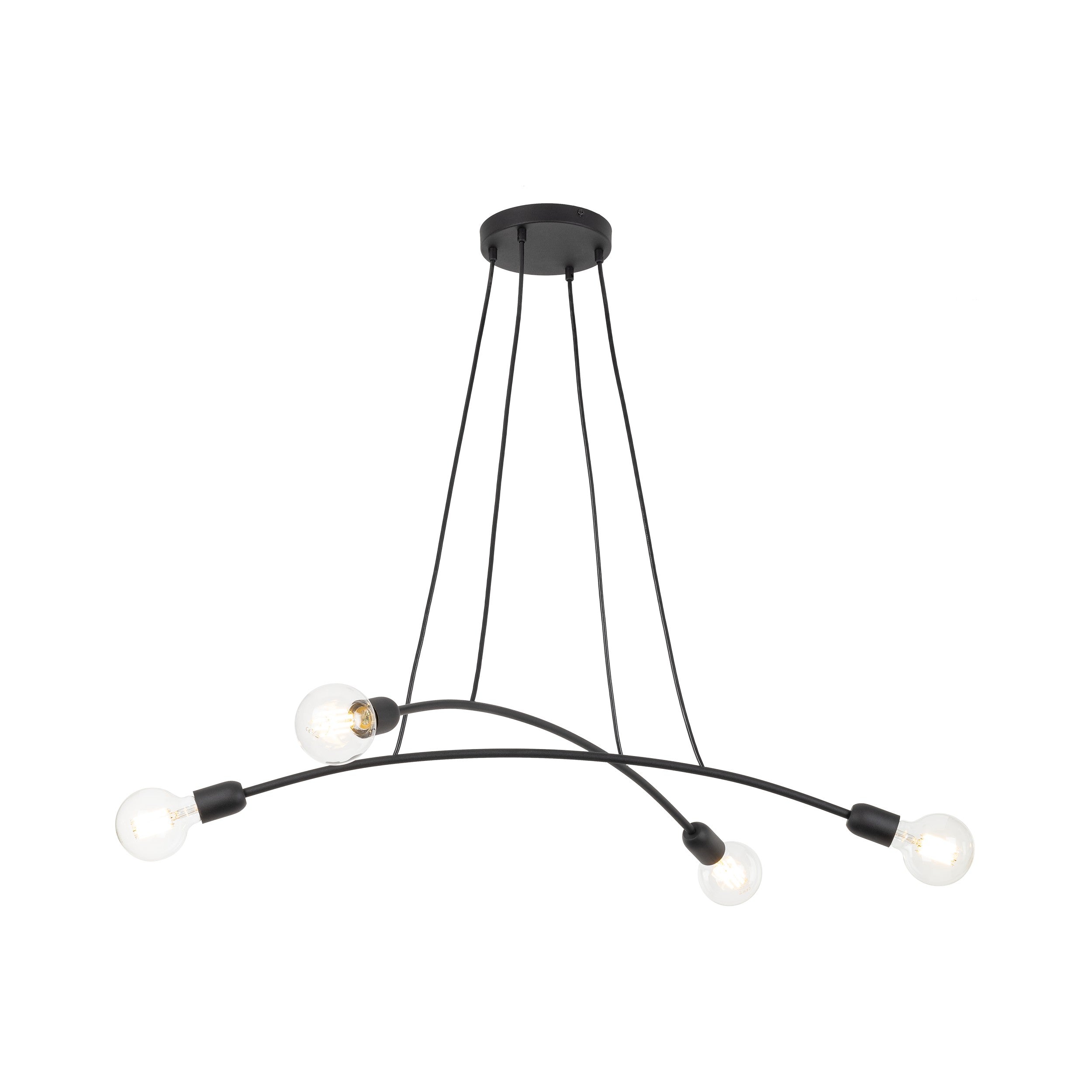 HELIX Black Minimalist 4-Light Pendant for Kitchen Island & Dining Table (Clearance)