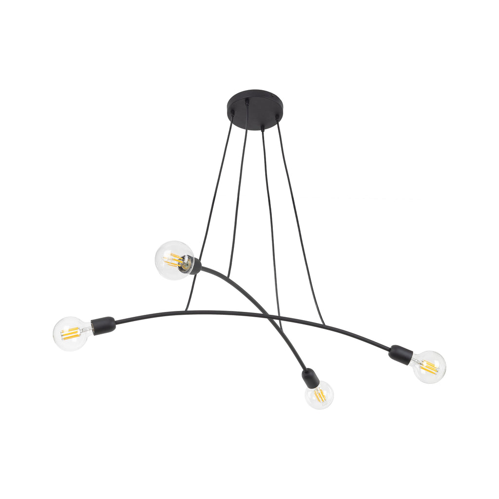 HELIX Black Minimalist 4-Light Pendant for Kitchen Island & Dining Table (Clearance)