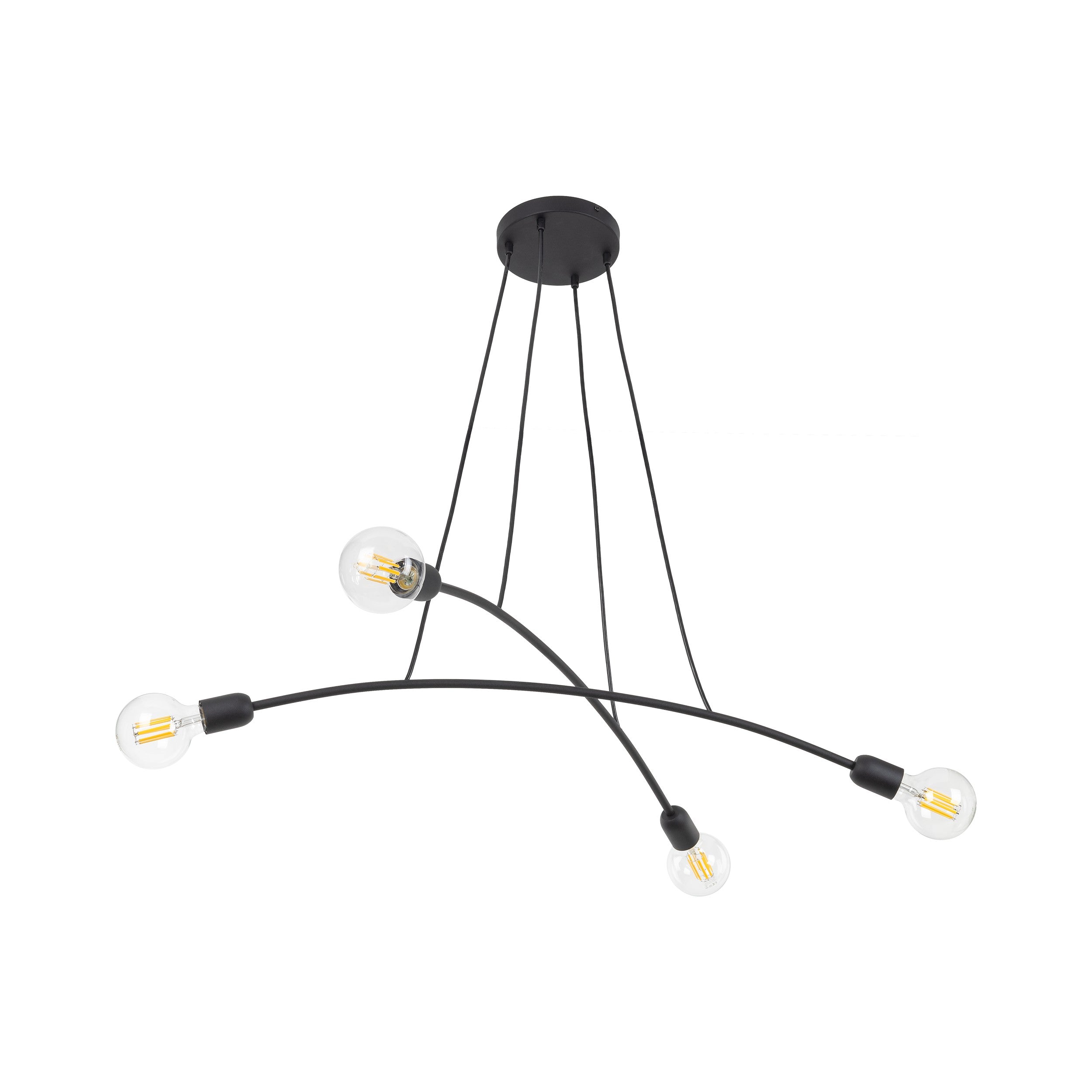 HELIX Black Minimalist 4-Light Pendant for Kitchen Island & Dining Table (Clearance)