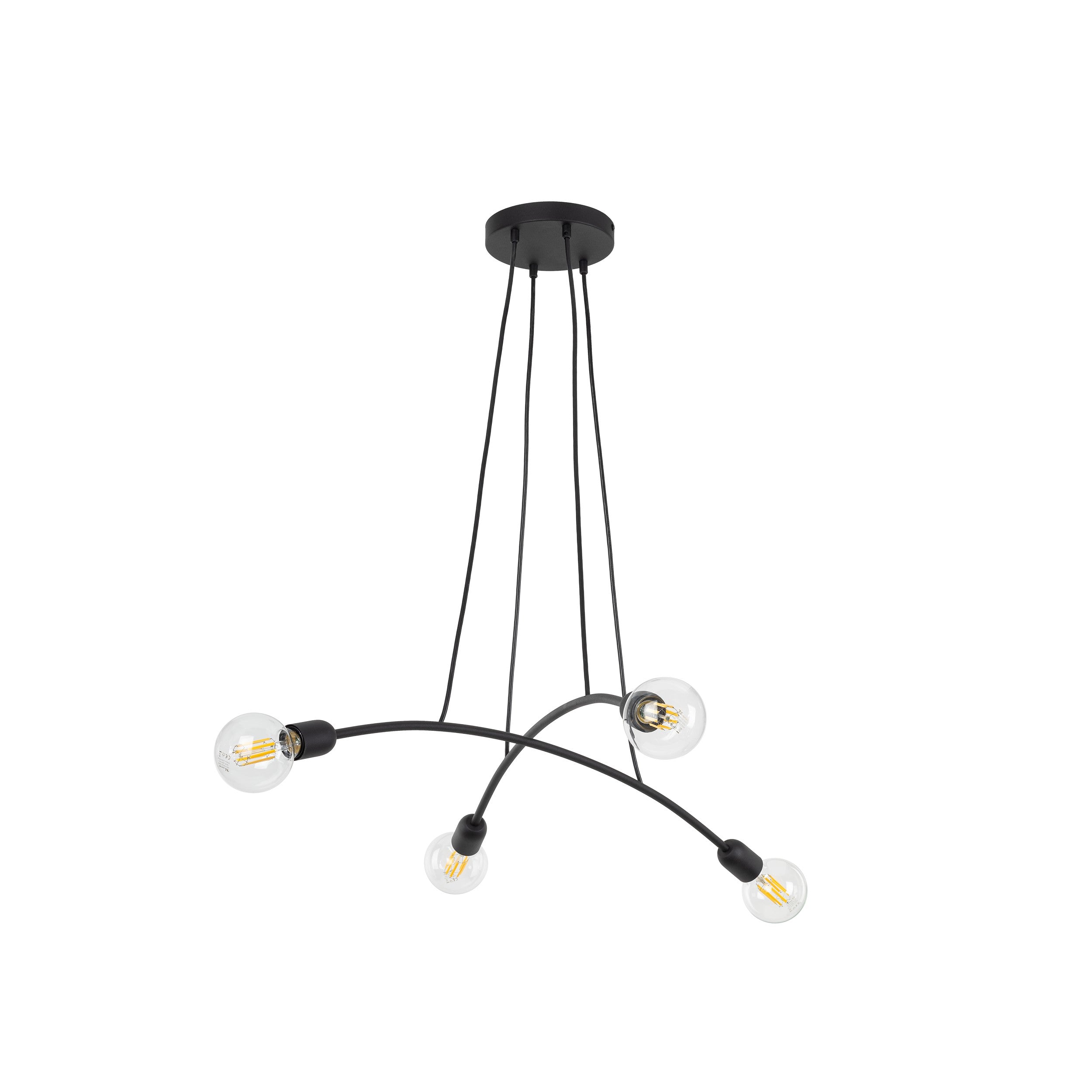 HELIX Black Minimalist 4-Light Pendant for Kitchen Island & Dining Table (Clearance)