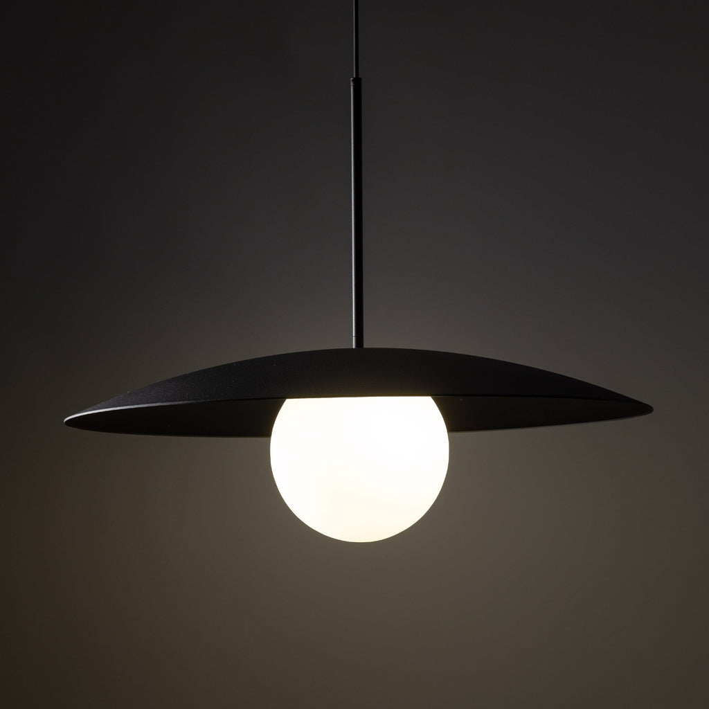 SLATE Mid-Century Modern Wide Dome Pendant Light for Kitchen Island & Dining Table