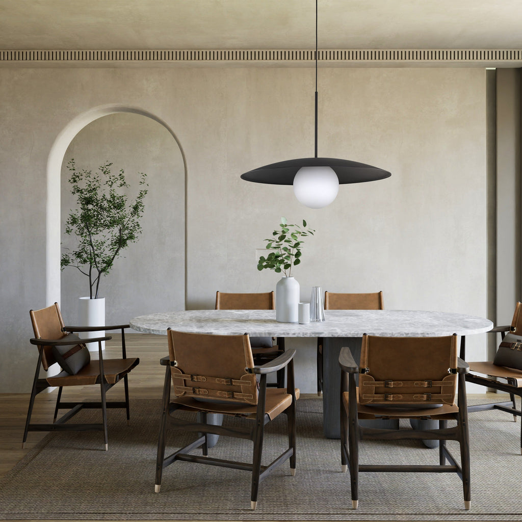 SLATE Mid-Century Modern Wide Dome Pendant Light for Kitchen Island & Dining Table