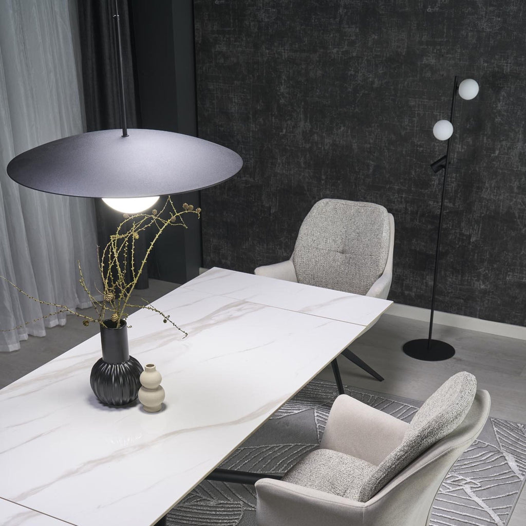 SLATE Mid-Century Modern Wide Dome Pendant Light for Kitchen Island & Dining Table