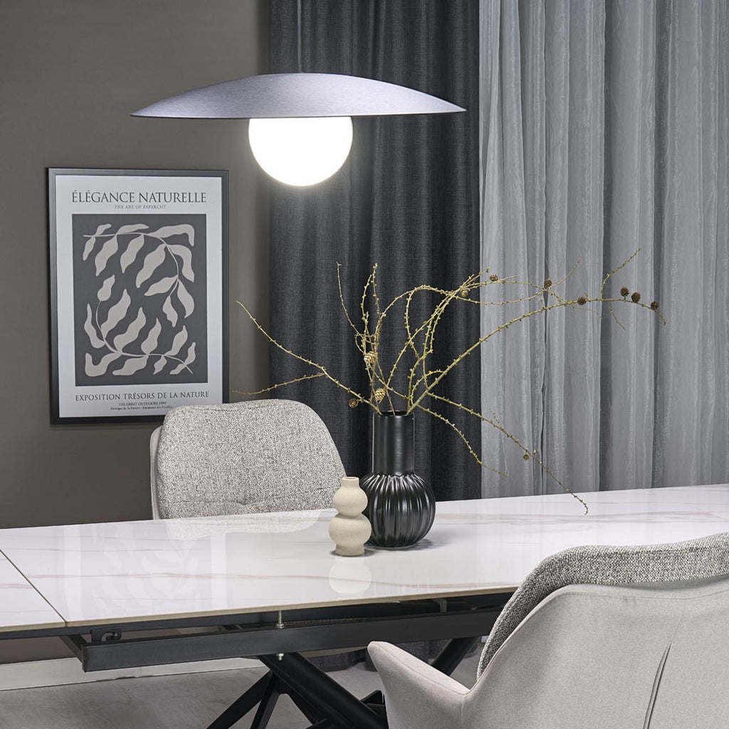 SLATE Mid-Century Modern Wide Dome Pendant Light for Kitchen Island & Dining Table