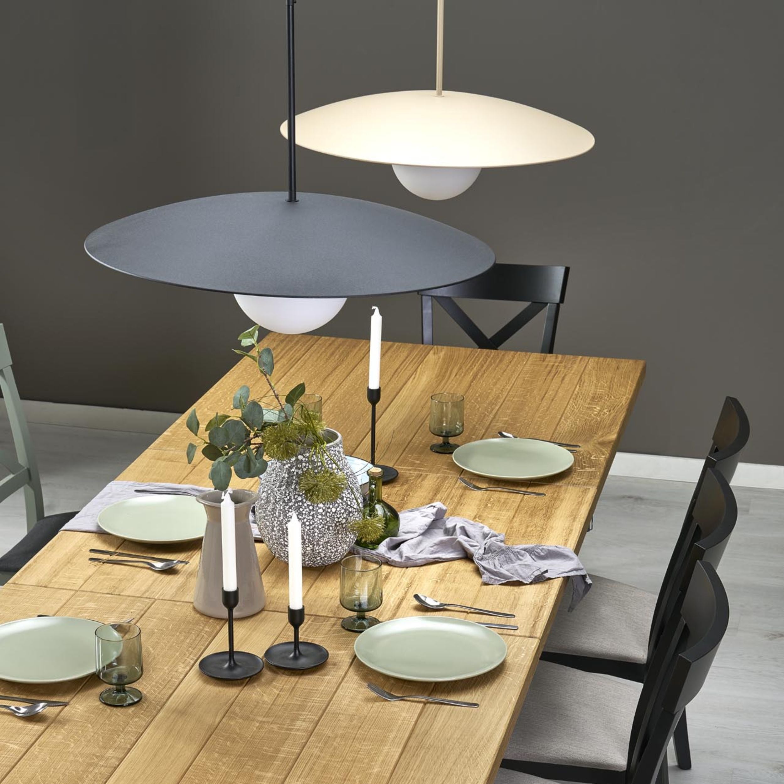 SLATE Mid-Century Modern Wide Dome Pendant Light for Kitchen Island & Dining Table