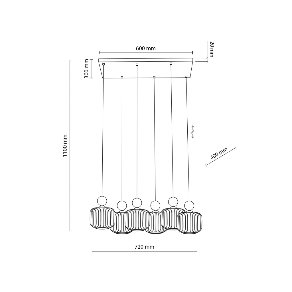 Ballo 6-Light Scandinavian Pendant Light for Dining Table & Kitchen Island