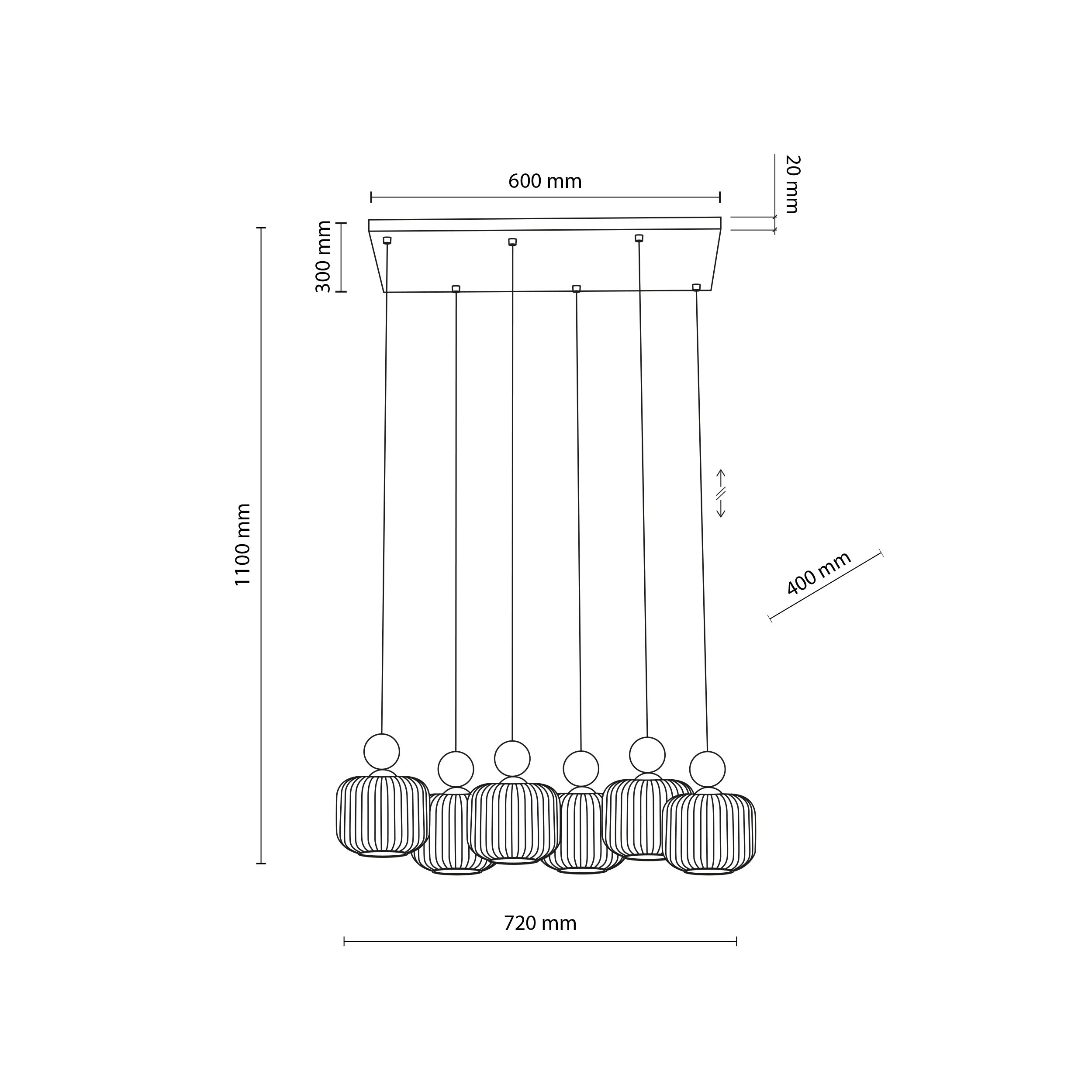 Ballo 6-Light Scandinavian Pendant Light for Dining Table & Kitchen Island