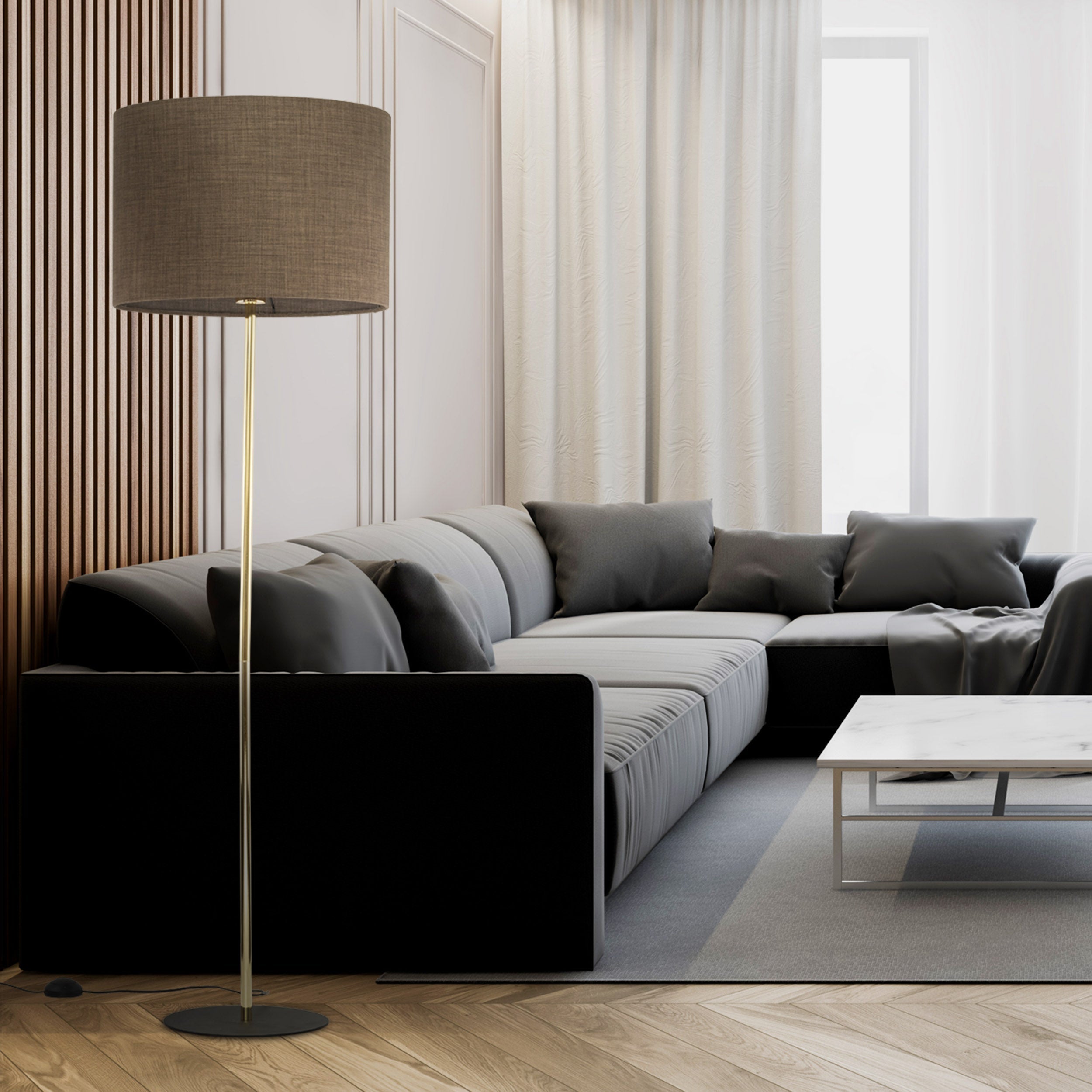 UMBERTO Brown Modern Floor Lamp for Living Room & Bedroom