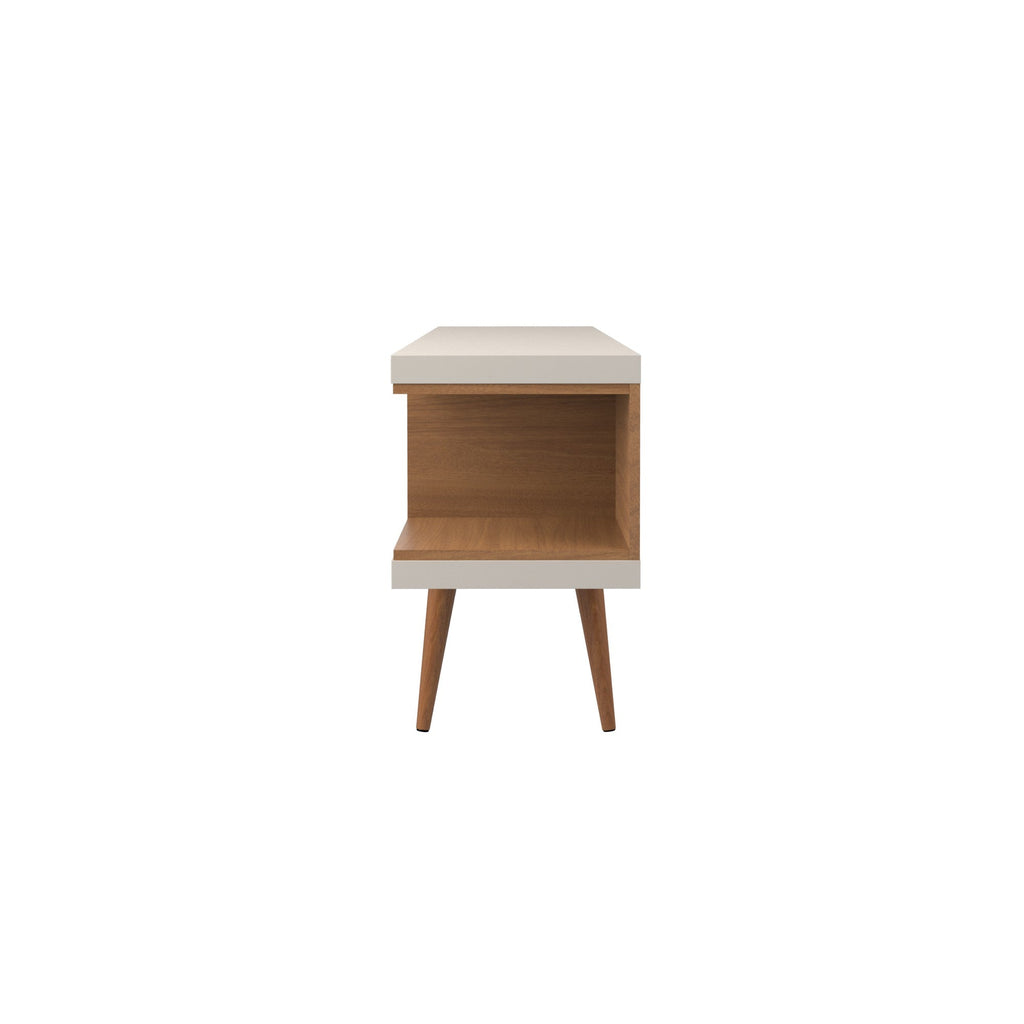 Eureka Modern 53.14" TV Stand with 4 Shelves - Off White Gloss/Maple Cream