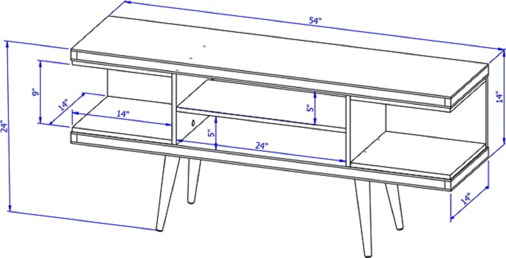 Eureka Modern 53.14" TV Stand with 4 Shelves - Maple Cream