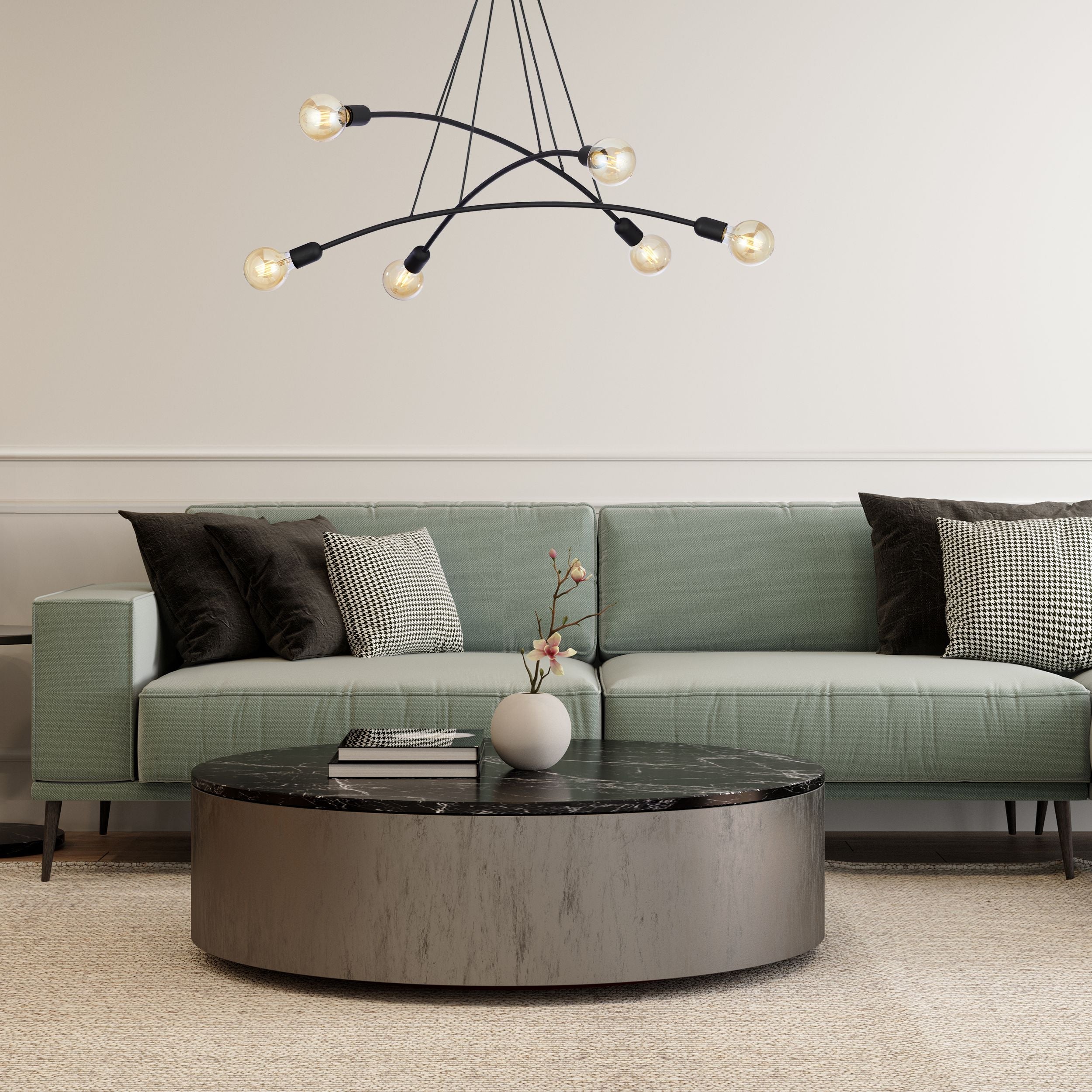 HELIX Black Minimalist 6-Light Pendant for Dining Room & Open Spaces (Clearance)