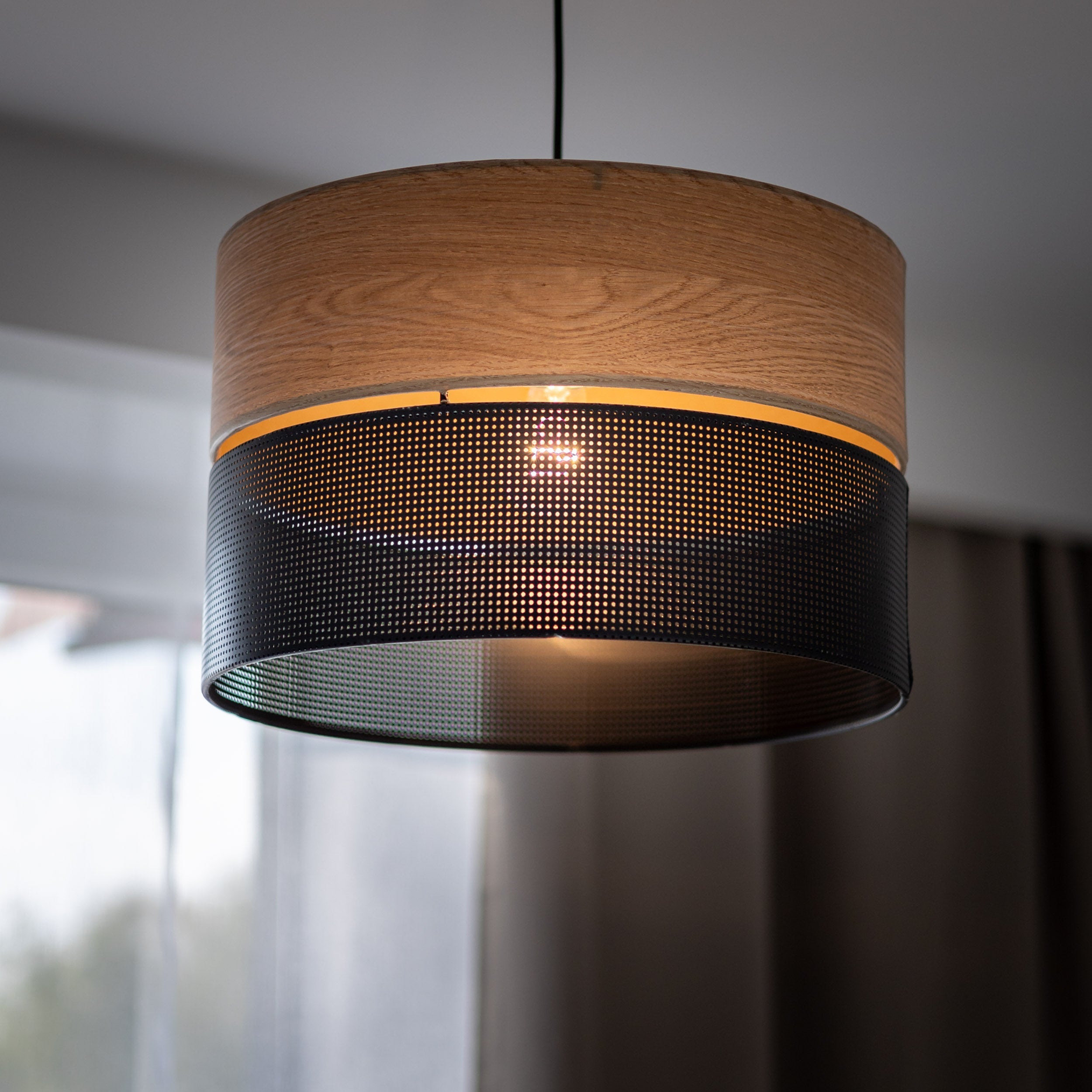 Nicol Scandinavian Drum Pendant Light for Dining Room & Bedroom