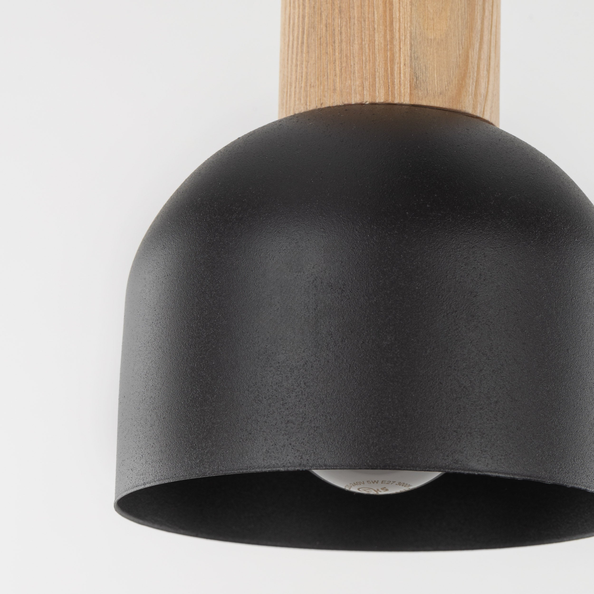 CAIRO Black & Wood 3-Light Pendant for Dining Room, Stairwell & Modern Interiors