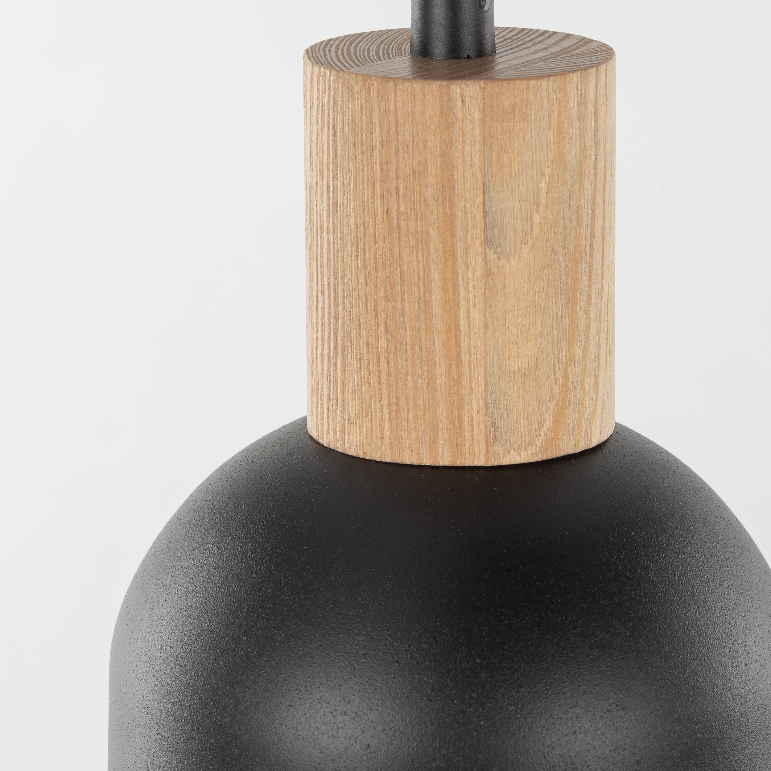 CAIRO Black & Wood 3-Light Pendant for Dining Room, Stairwell & Modern Interiors