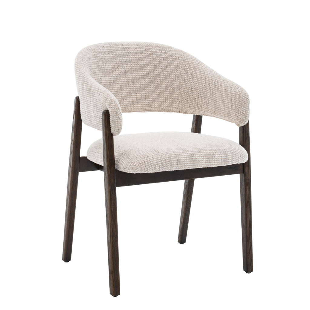 Fiol Dining Chair – Beige Upholstery & Dirty Oak Wood Frame