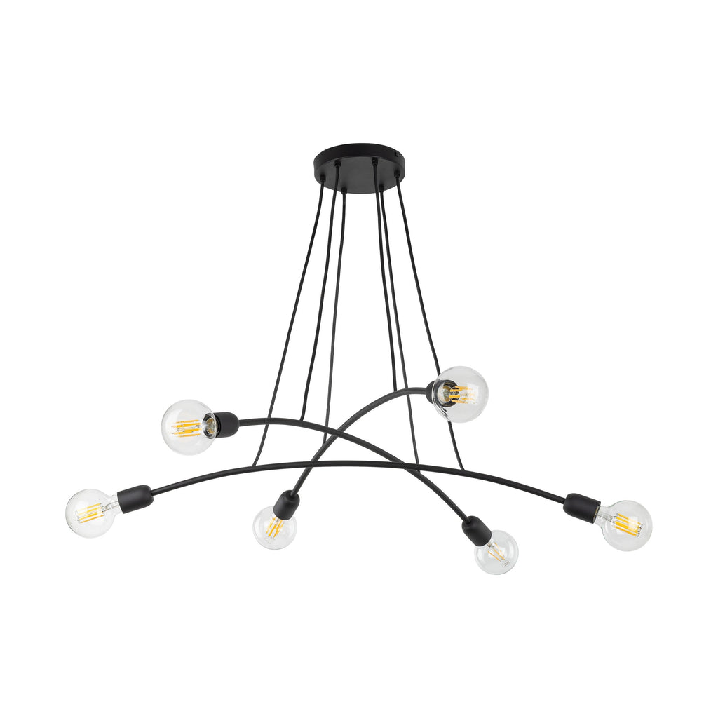 HELIX Black Minimalist 6-Light Pendant for Dining Room & Open Spaces (Clearance)