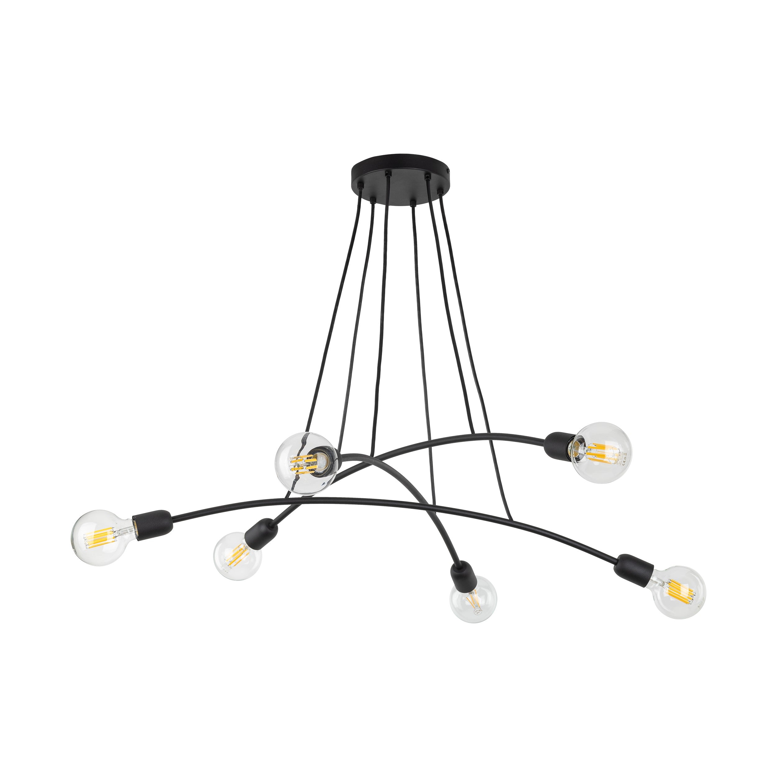 HELIX Black Minimalist 6-Light Pendant for Dining Room & Open Spaces (Clearance)