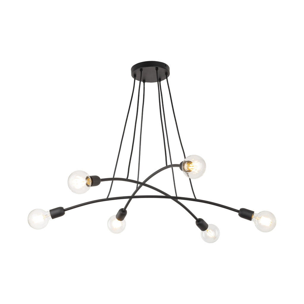 HELIX Black Minimalist 6-Light Pendant for Dining Room & Open Spaces (Clearance)