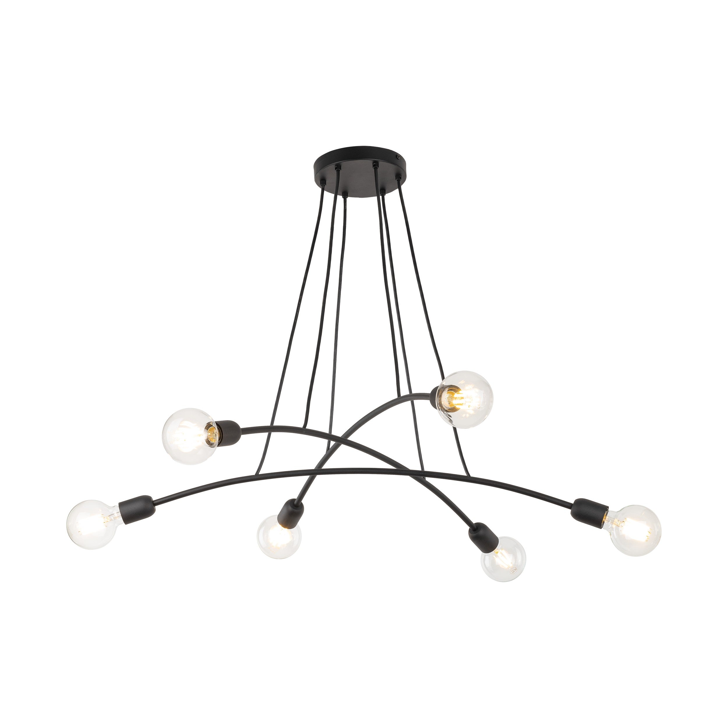 HELIX Black Minimalist 6-Light Pendant for Dining Room & Open Spaces (Clearance)