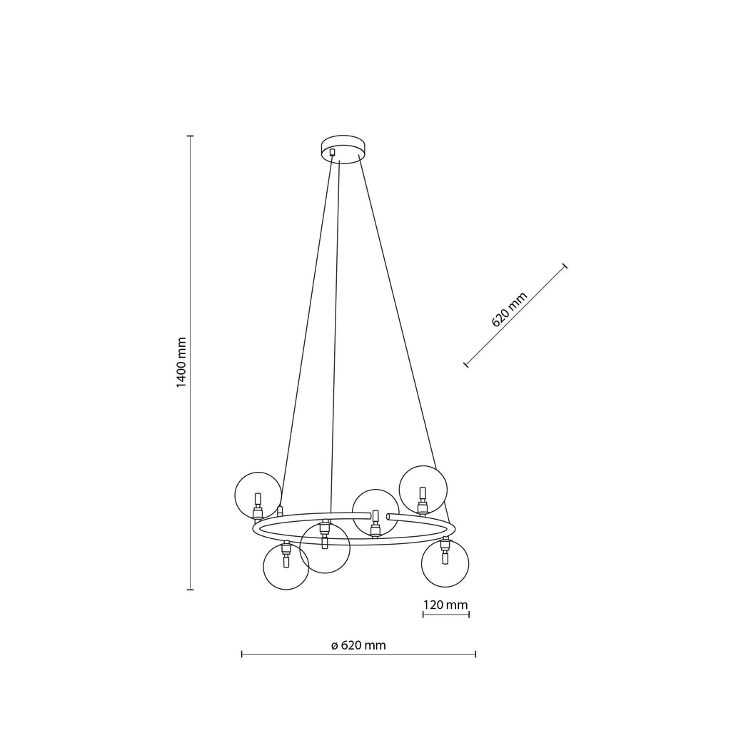 ANABELLE 6-Light Scandinavian Globe Chandelier for Dining Room & Modern Interiors