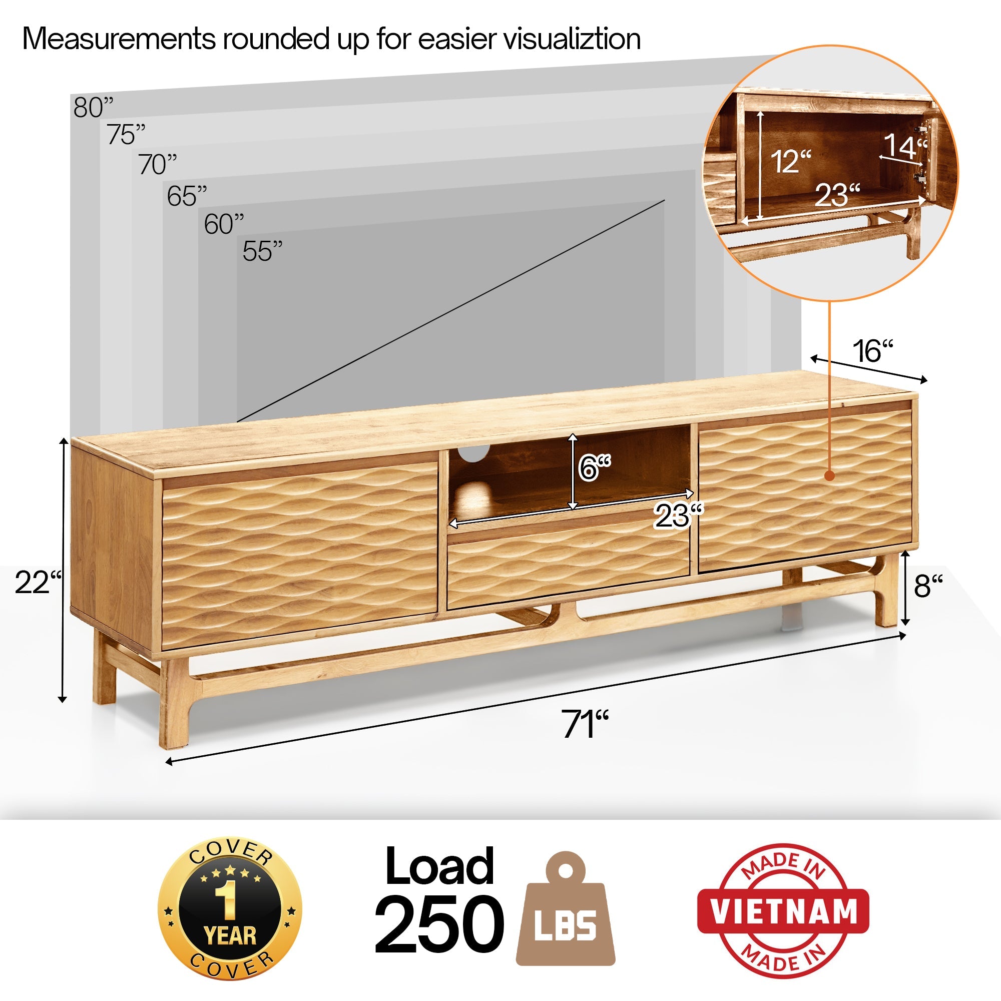 Elara Solid Wood TV Stand