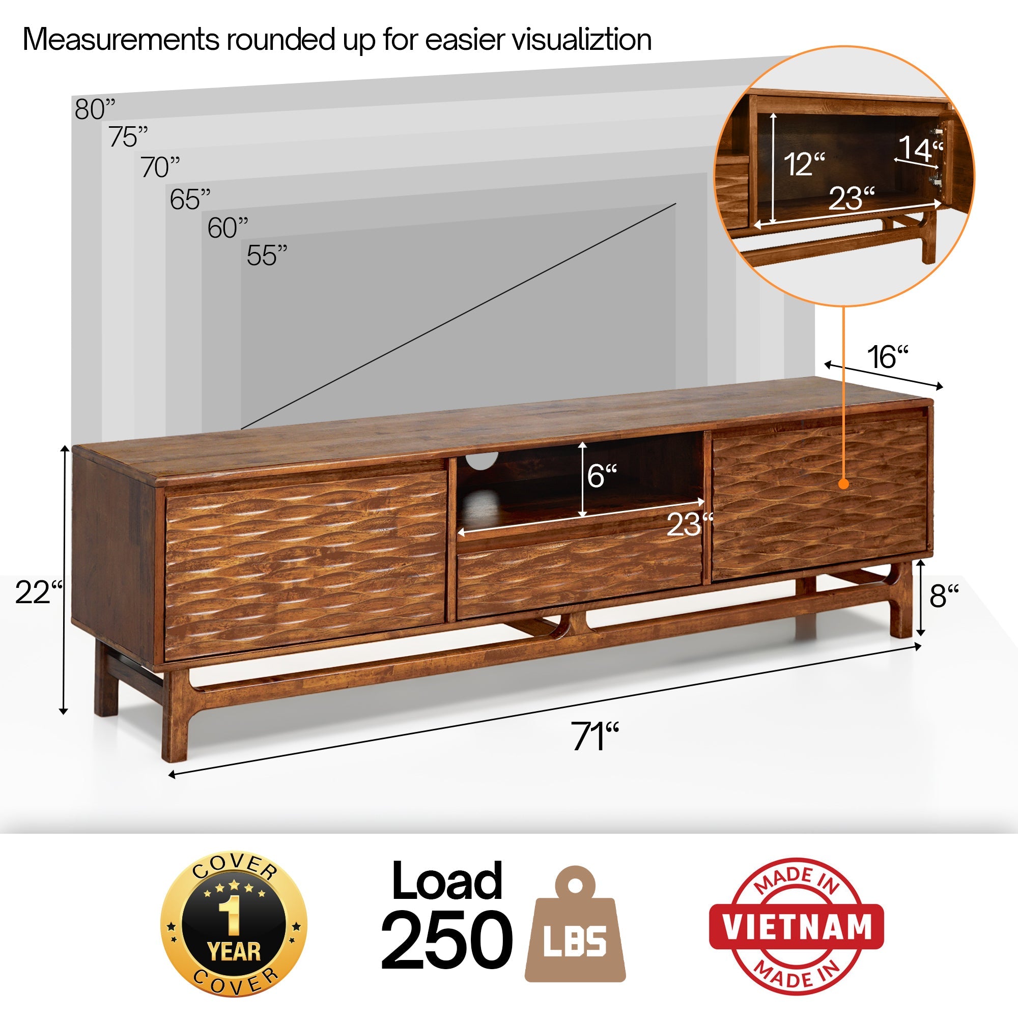 Elara Solid Wood TV Stand