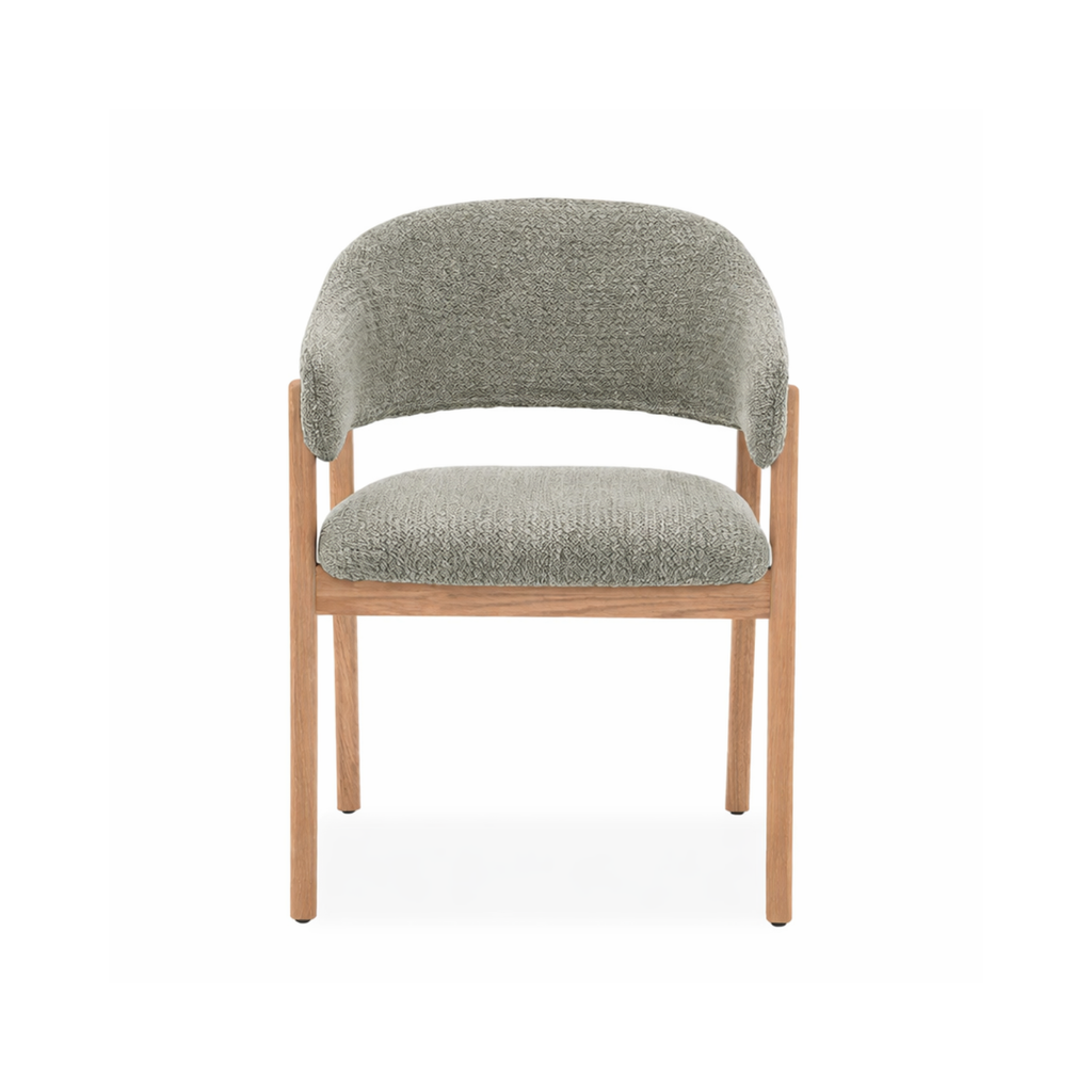 Fiol Dining Chair – Mint Green Upholstery & Natural Wood Frame
