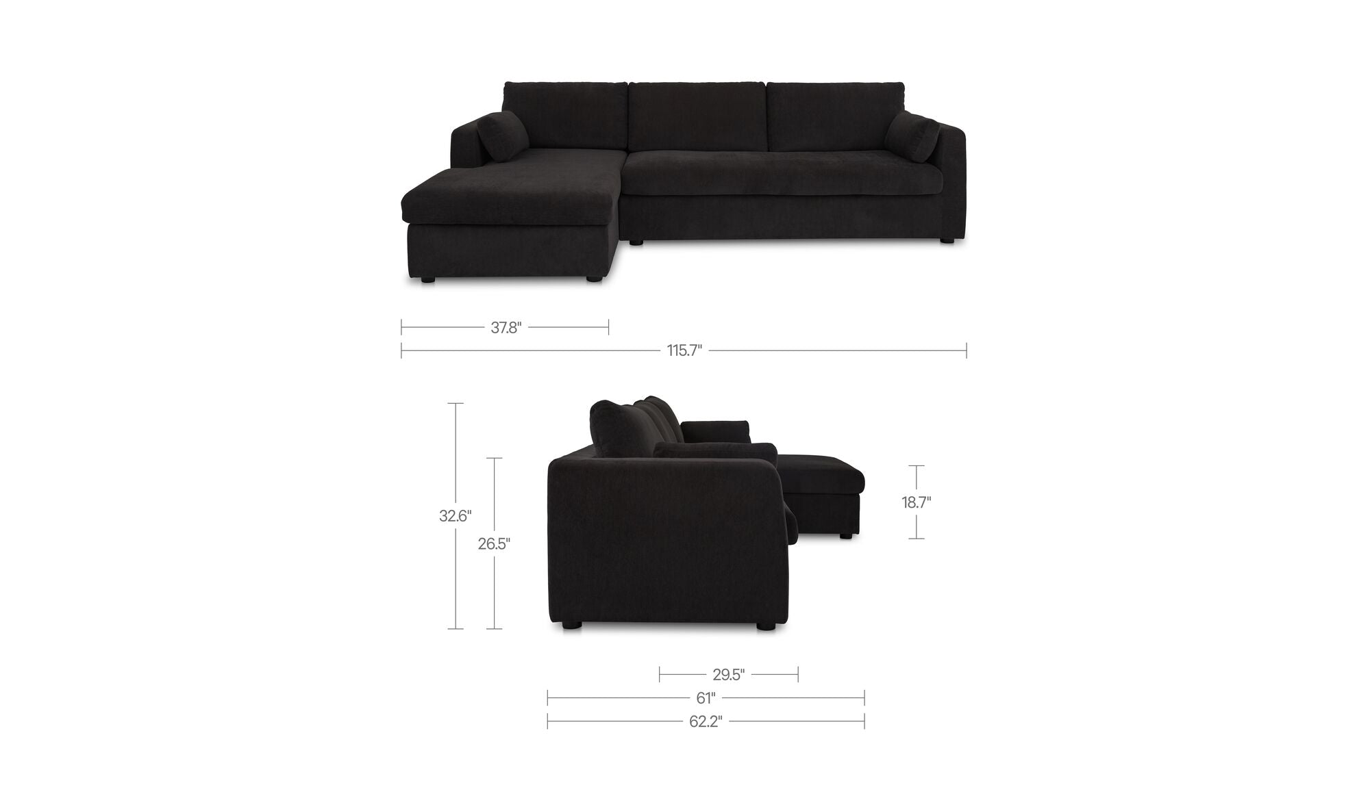 Burrow Sleeper Sectional With Storage Chaise Black Left