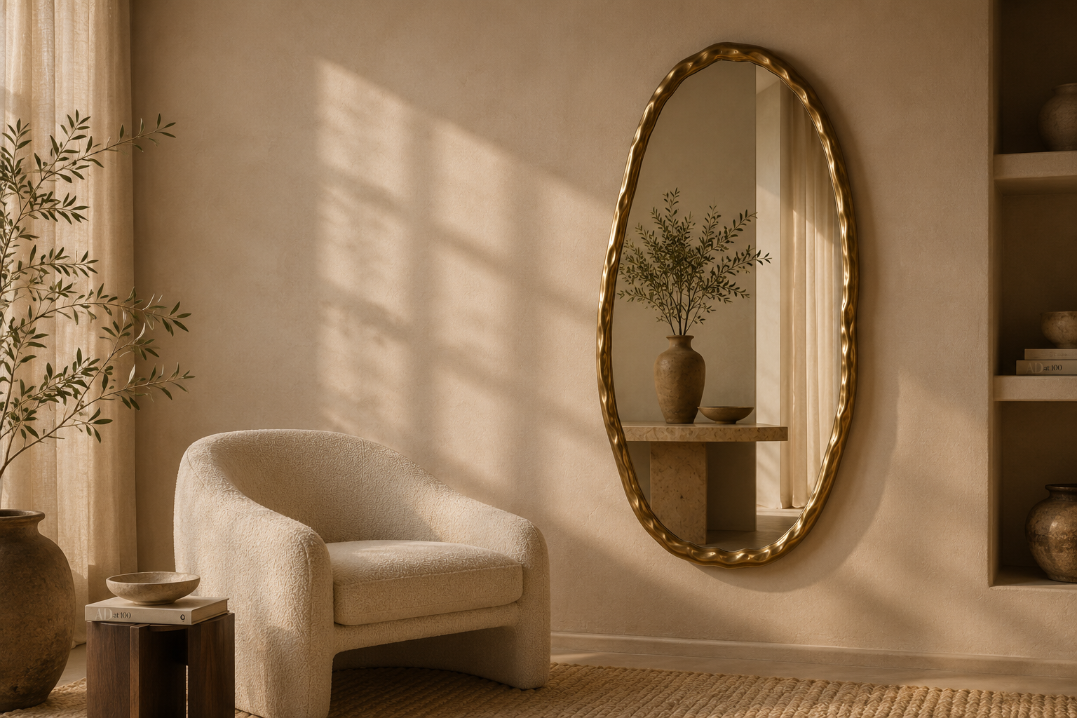 Foundry Oval Mirror Gold