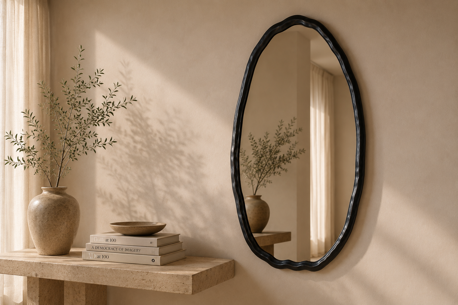 Foundry Oval Mirror Black