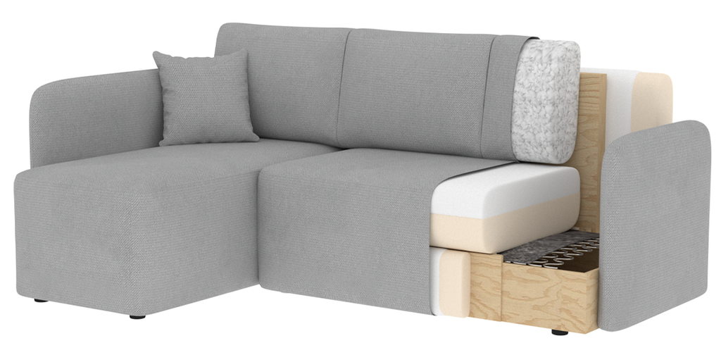 Hadson 3 Seater Storage Sleeper Chaise Sofa - Dark Brown