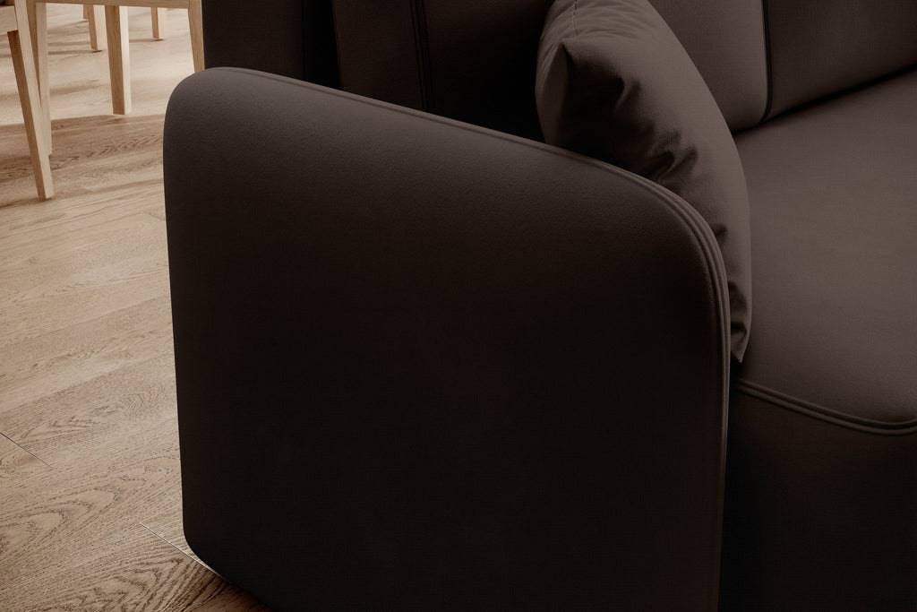 Hadson 3 Seater Storage Sleeper Chaise Sofa - Dark Brown