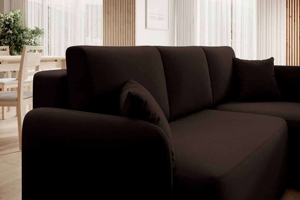 Hadson 3 Seater Storage Sleeper Chaise Sofa - Dark Brown