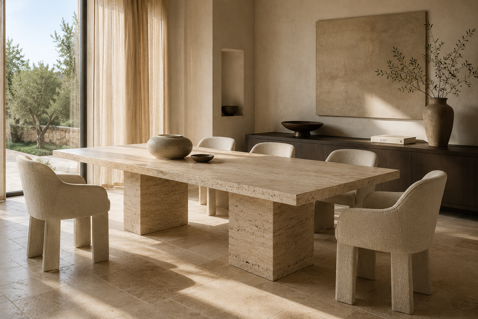 Siena Travertine Dining Table