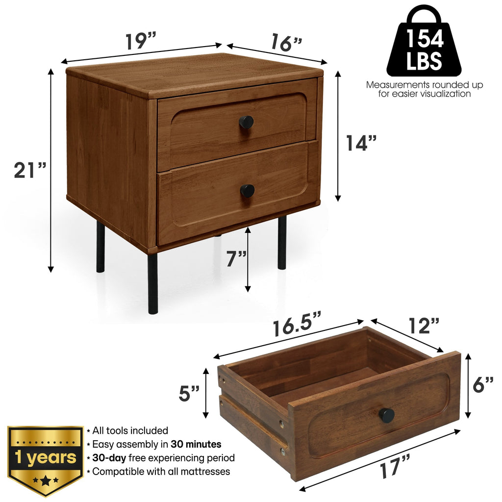 Savana 2 - Drawer Solid Wood Nightstand