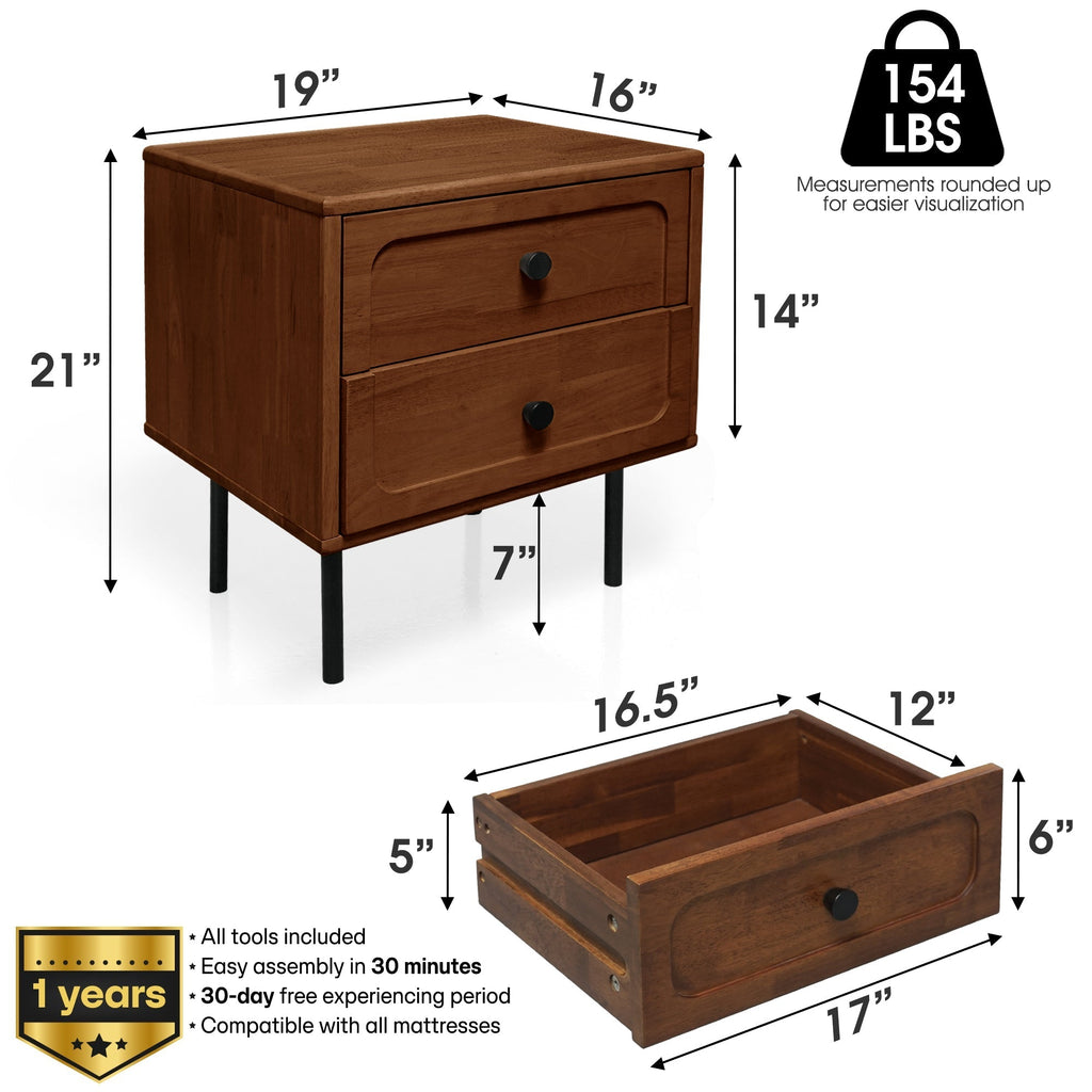 Savana 2 - Drawer Solid Wood Nightstand