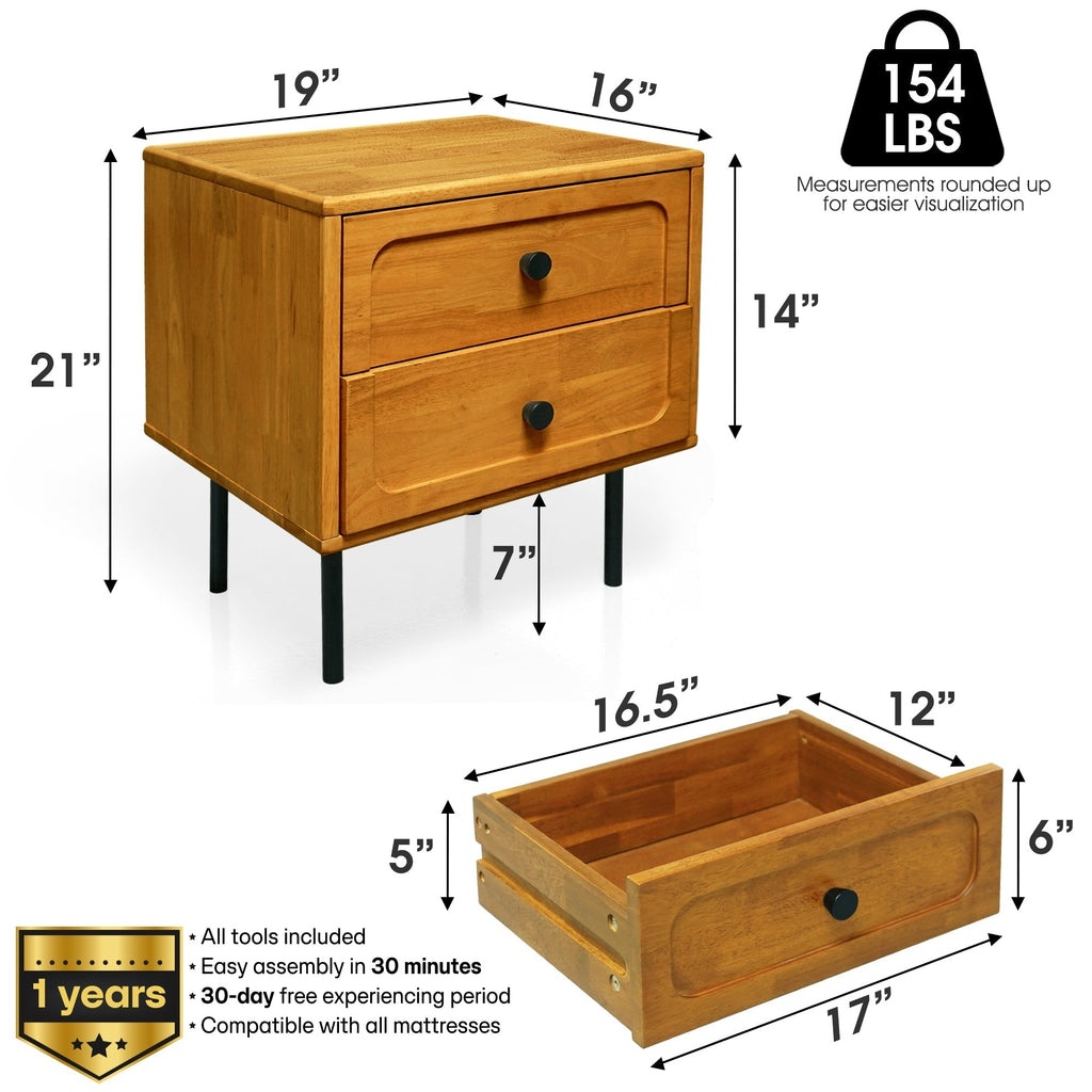 Savana 2 - Drawer Solid Wood Nightstand