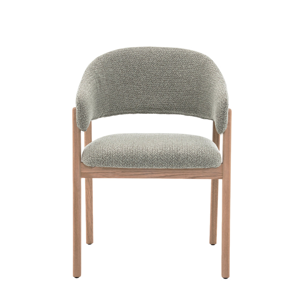 Fiol Dining Chair – Mint Green Upholstery & Natural Wood Frame