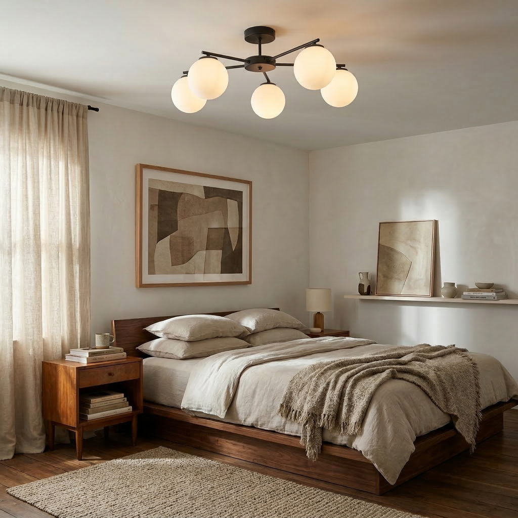 ELTON Black 5-Light Scandinavian Ceiling Light for Living Room, Bedroom & Hallway