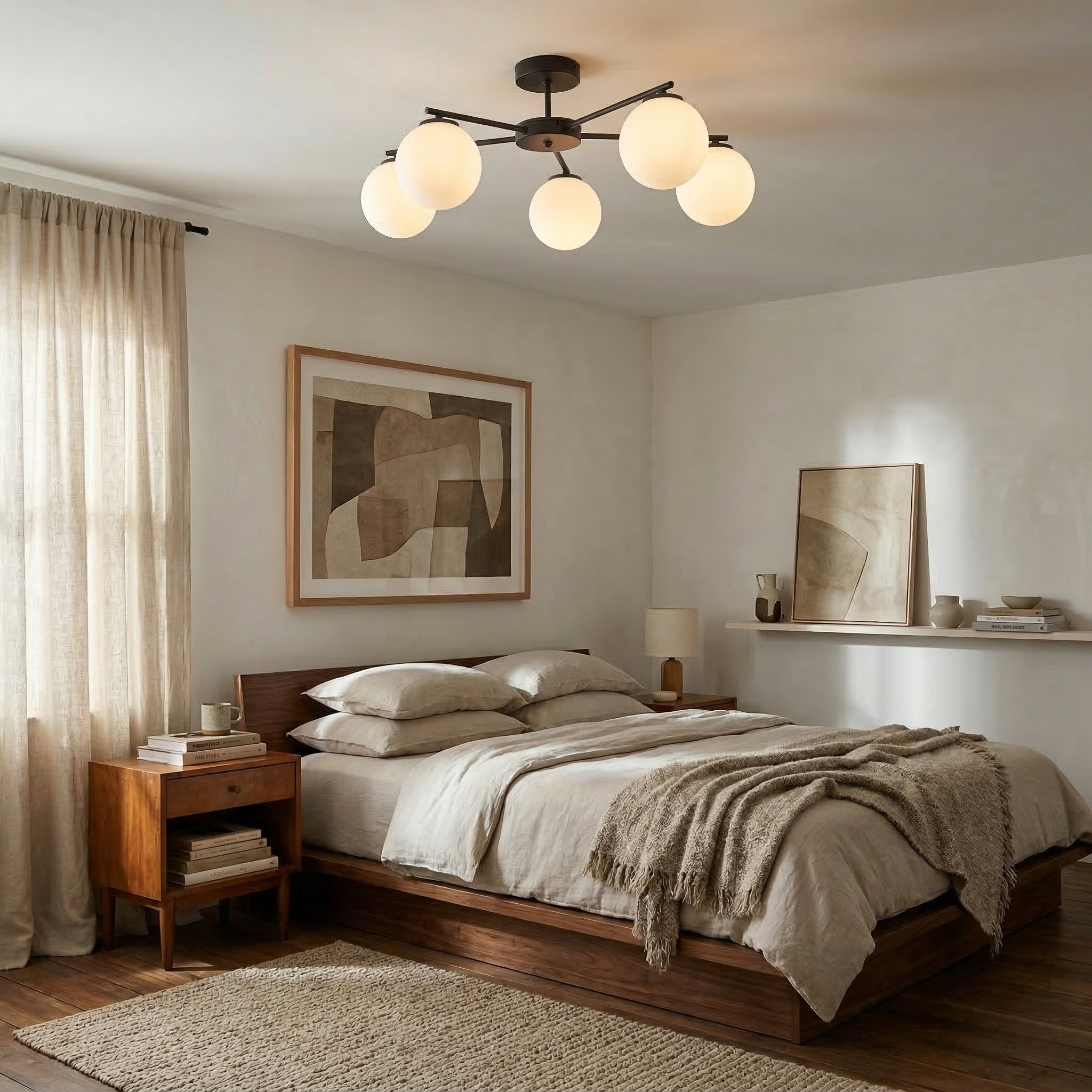 ELTON Black 5-Light Scandinavian Ceiling Light for Living Room, Bedroom & Hallway