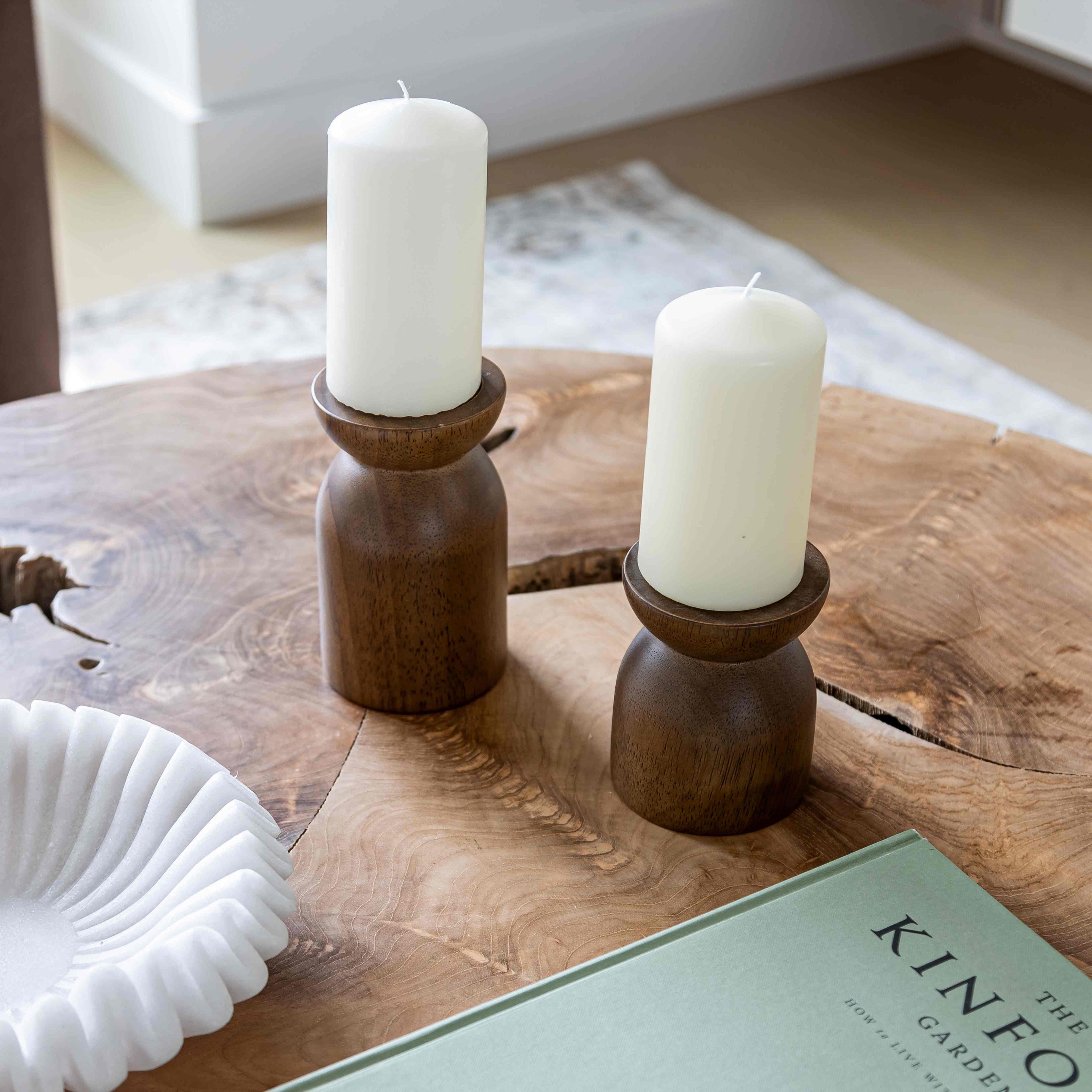 Fawn Pillar Candle Holder (Set of 3) - Smoked Chestnut