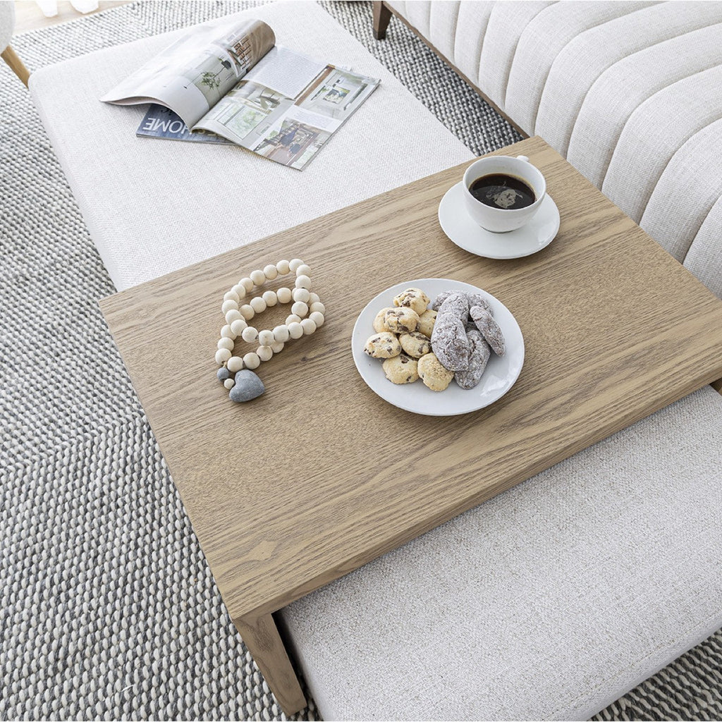 Forest Coffee Ottoman - Cream and Blonde Oak