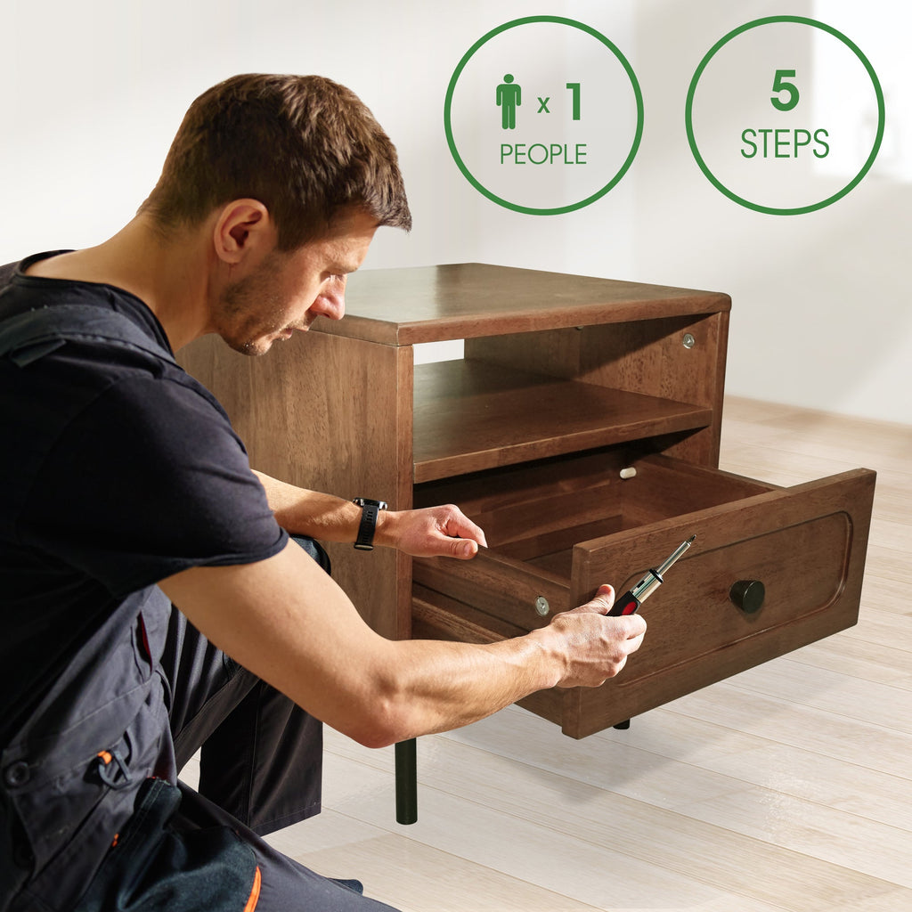 Savana Single Drawer Solid Wood Nightstand