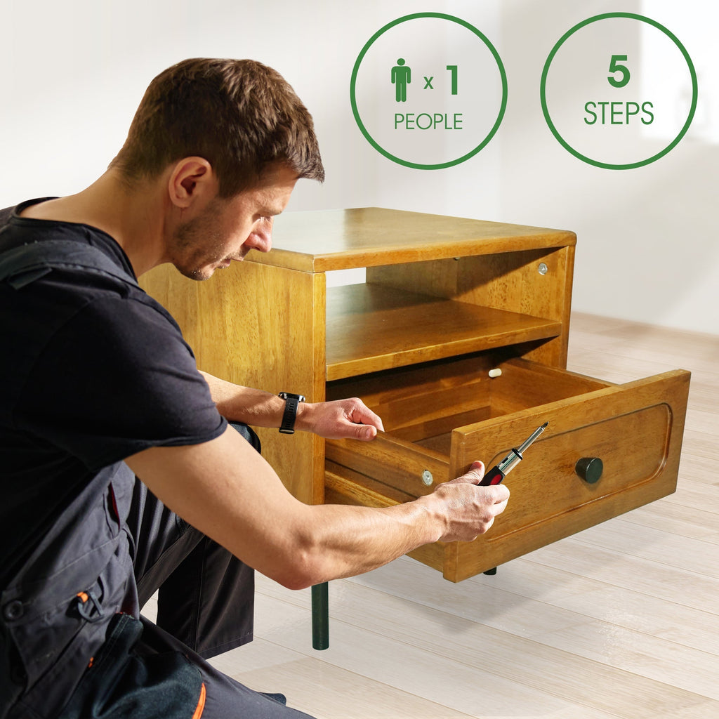 Savana Single Drawer Solid Wood Nightstand