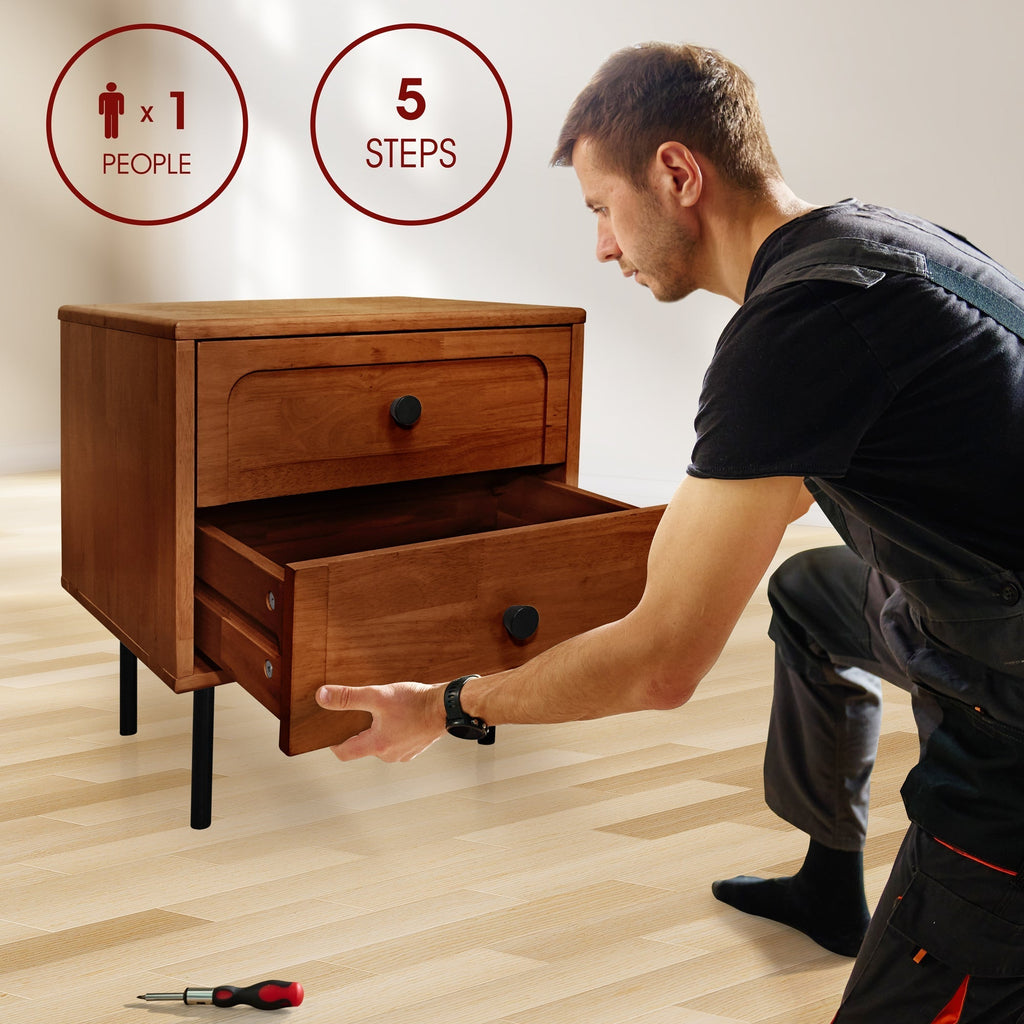Savana 2 - Drawer Solid Wood Nightstand